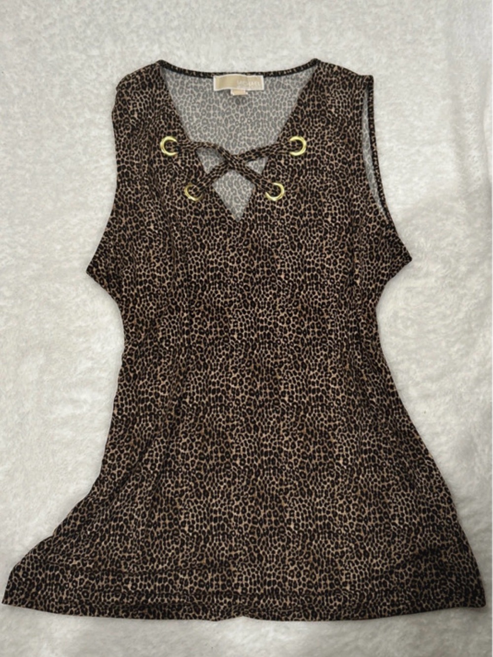 Micheal Kors Leopard Print Sleeveless Top - Brown